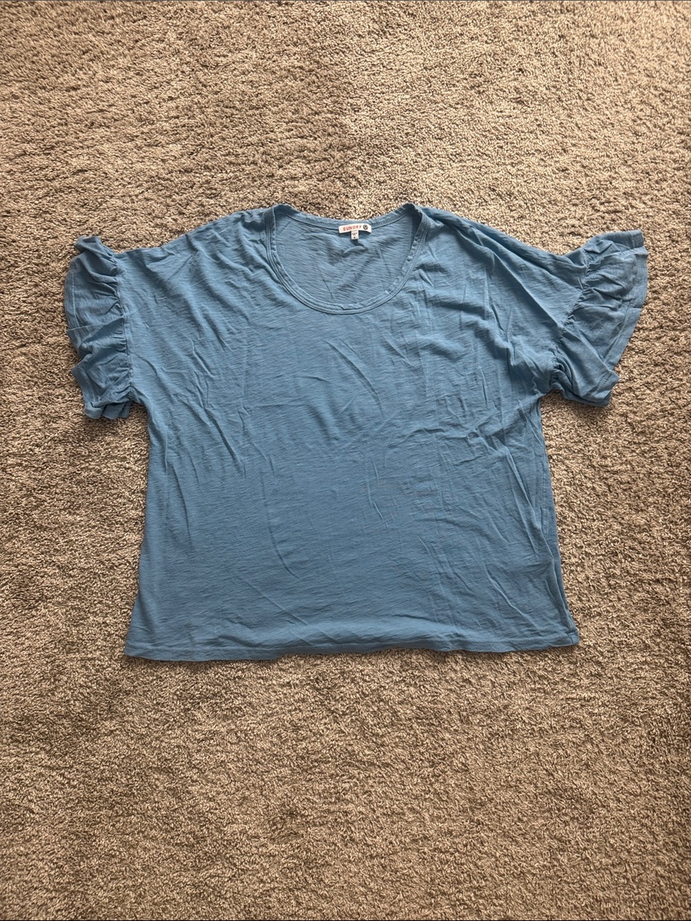 Sundry Light Blue Ruffle Short-Sleeve Tee